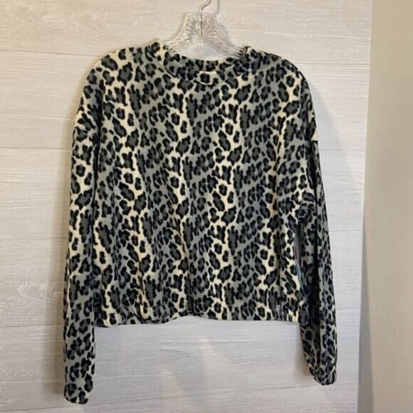 ABOUND Women's Cozy Fleece Sweatshirt In Black Giada Leopard‎ NWT - Picture 4 of 7